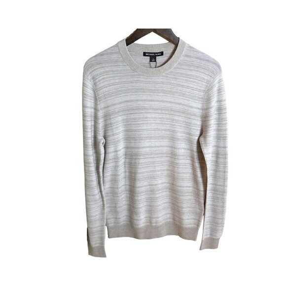 Michael Kors Men's Crew Neck Sweater Oatmeal Made in USA Cotton - Picture 3 of 10